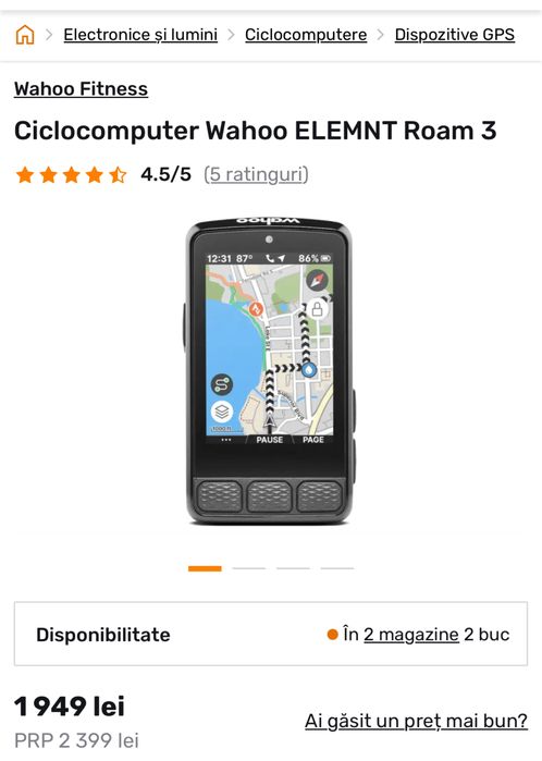 Ciclocomputer Wahoo ELEMNT Roam 3, sigilat, transport inclus