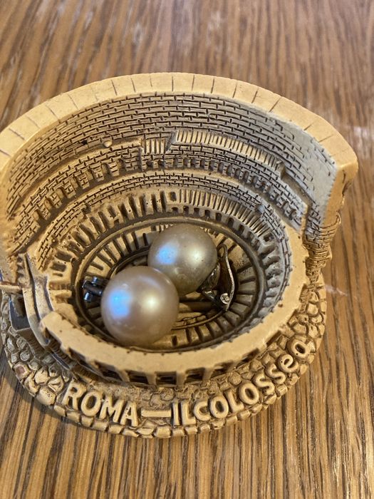 Cercei model clips argint vintage cu perla