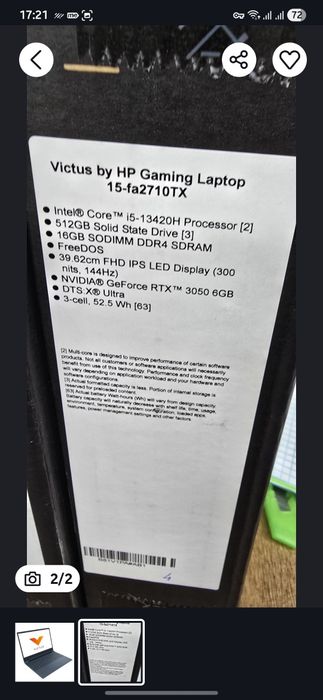 HP Victus Gaming Laptop 15-fa2710TX