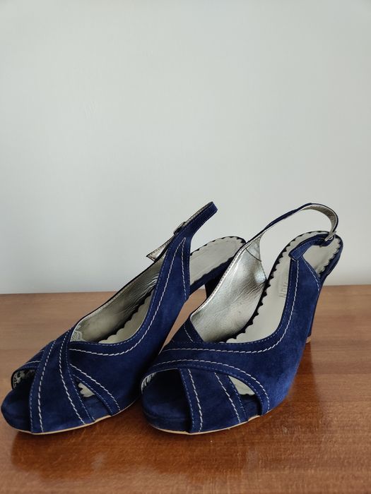 Sandale pumps piele intoarsa
