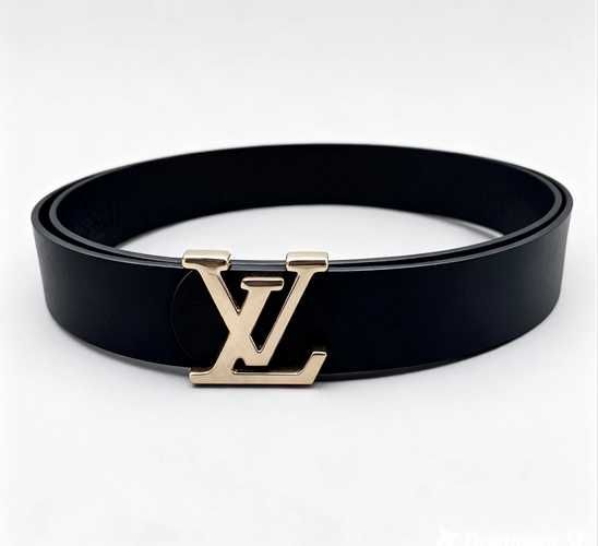 Curea LV neagra , catarama aurie