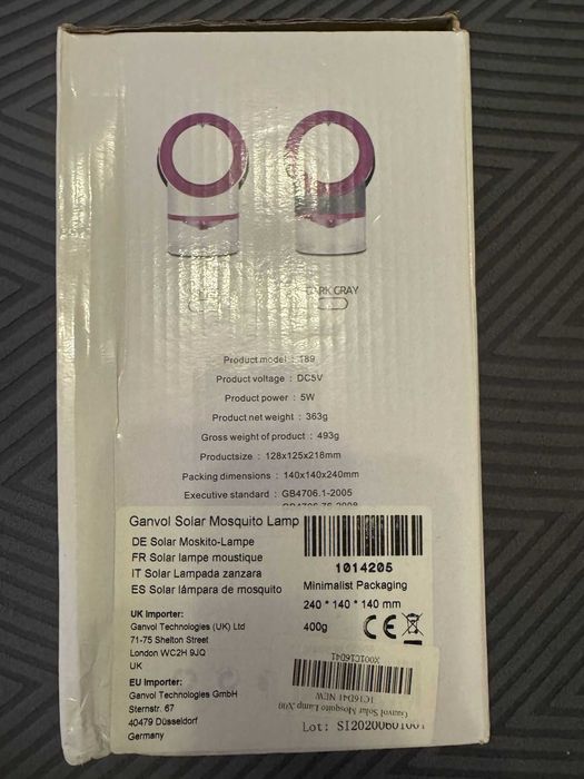 Lampă anti țânțari USB — Ganvol, fără substanțe chimice, nouă