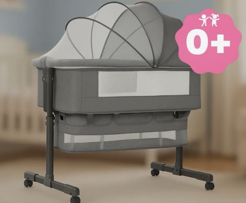 Кровать для новорожденного с матрасом приставная люлька 2в1