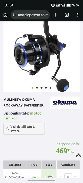 Vând 3 mulinete Okuma rockaway baitfeeder 8000