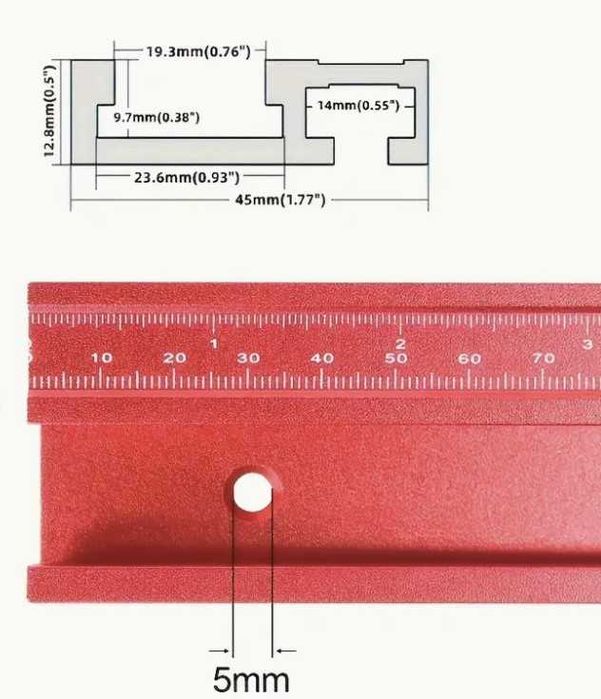 Sina ghidaj tip T 45 cu rigla banc de lucru frezat sau circular