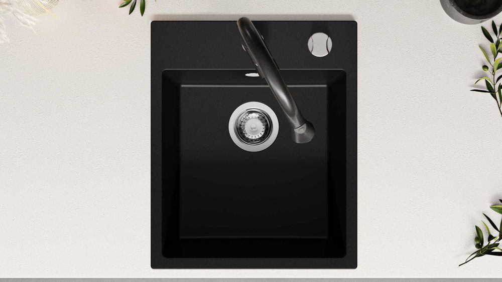 Кухненска Мивка от гранит модел РИГА XL 430 x 500 mm - Черна