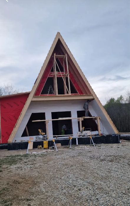 Cabana stil-afrem din lemn izolata fonic termic