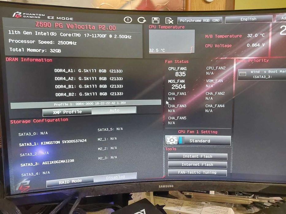 Intel Core i7 11700F + AsRock Z590 PG Velocita Wi-Fi