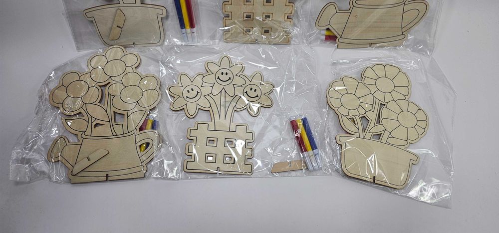 Дървени цветя за рисуване с поставка и флумастери . Декор за всеки дом