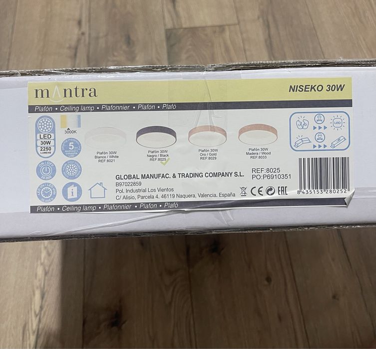 Plafonieră led Mantra Niseko 30w neagră