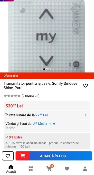 Somfy animeo IB telecomanda jaluzele