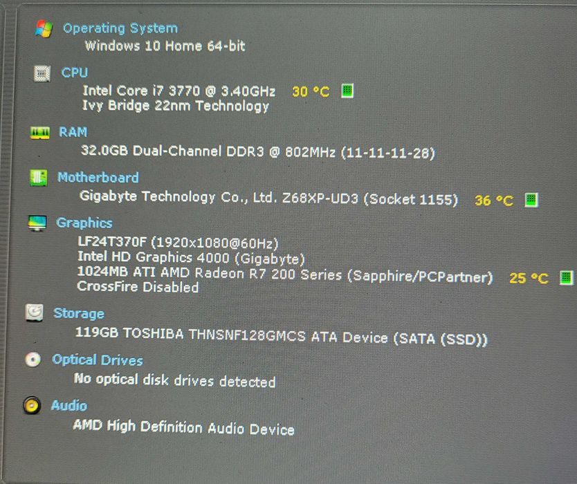 Kit gaming PC Intel i7-3770 3,40GHz 32Gb-DDR3 120Gb-SSD Gigabyte Z68