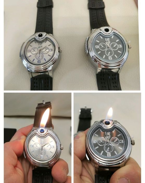 Ceas cu bricheta , ceas bărbați , curea silicon + cadou spray gaz 220