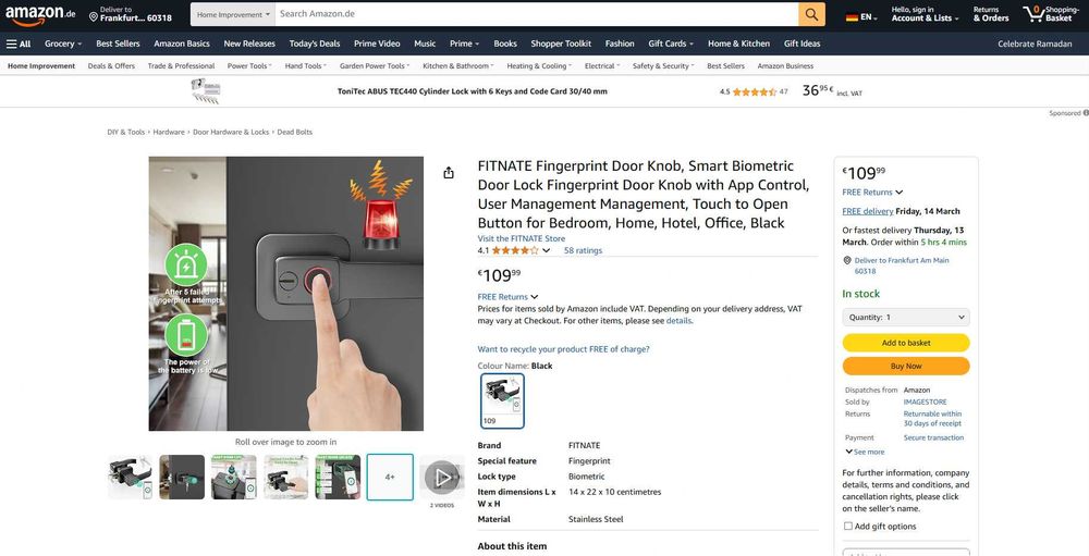 Yala Smart cu Amprenta, WiFi + APP , Interior, REDUS de la 550RON