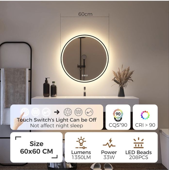 LED bluetoth огледало 60 см