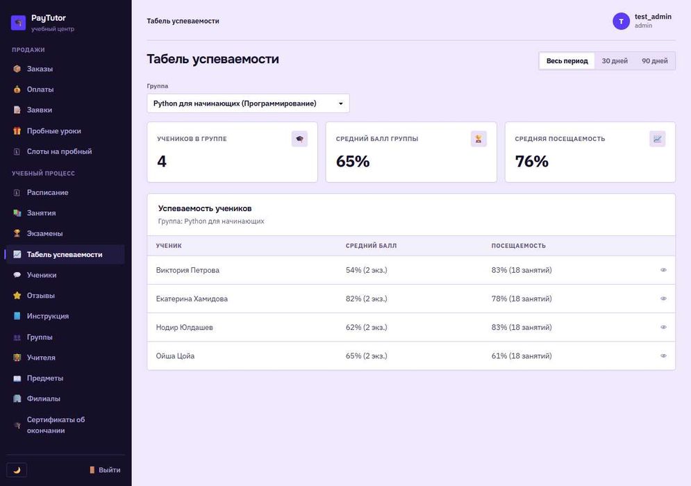 PayTutor — CRM для учебного центра | bot va admin-panel