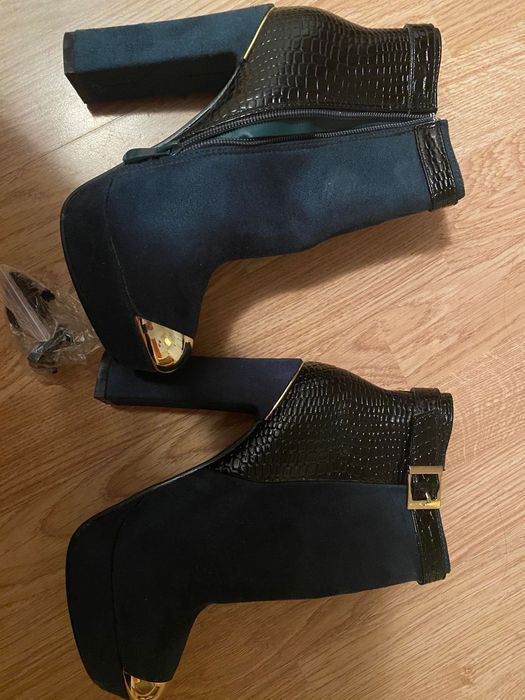 Botine cu toc, insertii piele ecologica, noi, nepuratate