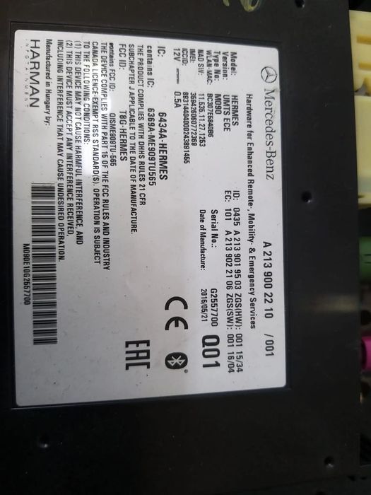 Modul bluetooth mercedes c class w205 a2139002210 a2139019503 a2139022106