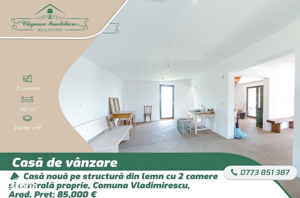 Casa noua pe structura din lemn cu centrala proprie , Comuna Vladimire