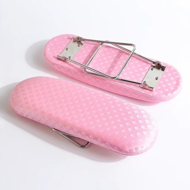 Стойка , възглавничка за маникюр Еко кожа Стомана Розова