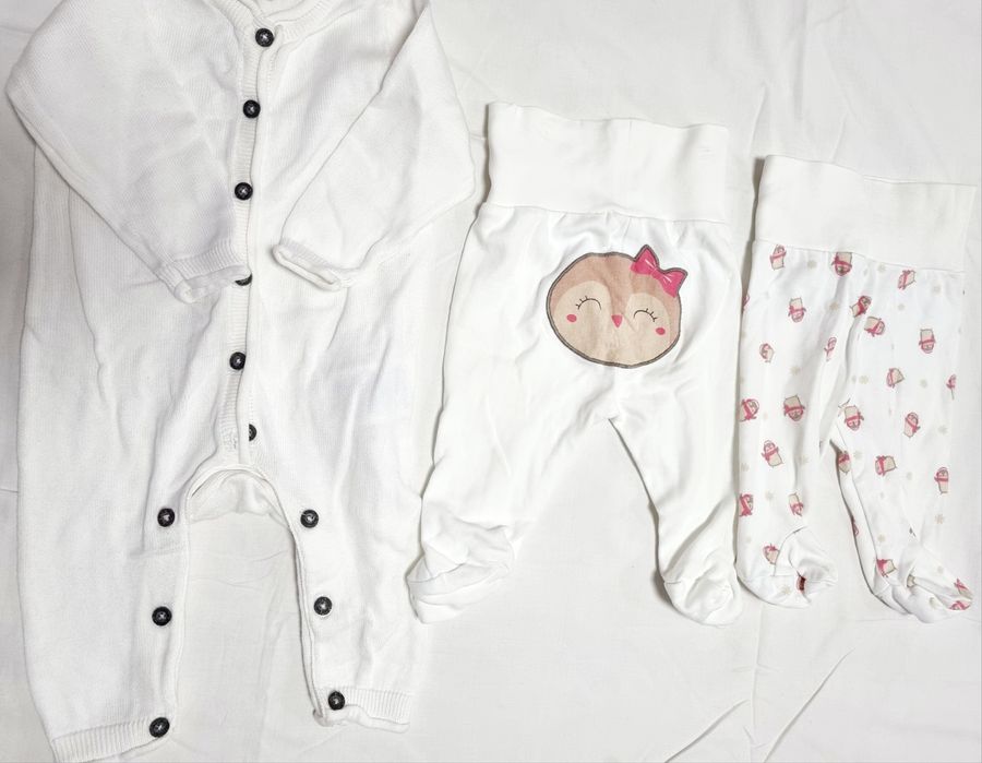 Бебешки комплект ританки, гащеризон и шапка