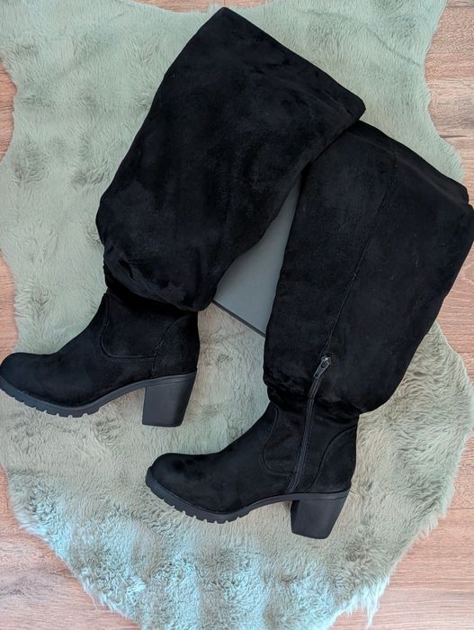 Cizme din piele întoarsă, Bonprix,Nr 37,model peste genunchi