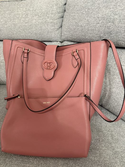 Дамска чанта Nine West с несесер – цвят пепел от рози