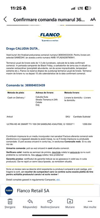 Samsung diagonală 108