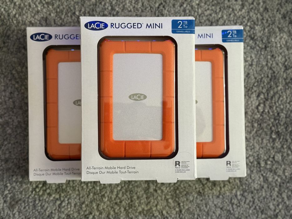 Външен хард диск LaCie Rugged Mini, 2TB, USB 3.2 Gen 1, Оранжево-сив