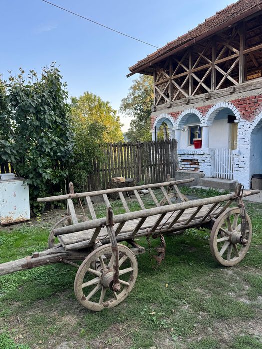 Căruță din lemn cu jub dublu și Plug tradițional