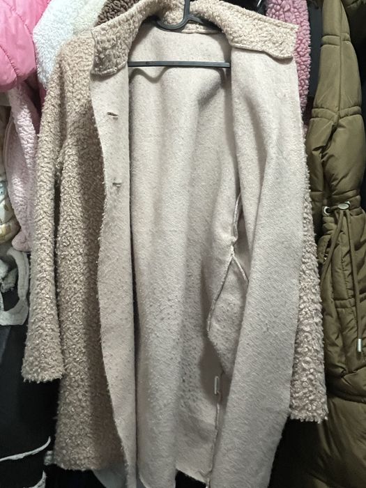 Вълнено Палто в бледо розово (пепел от рози) универсален размер