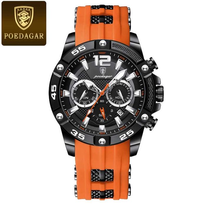 Мъжки часовник POEDAGAR 912 – ORANGE + ПОДАРЪК
