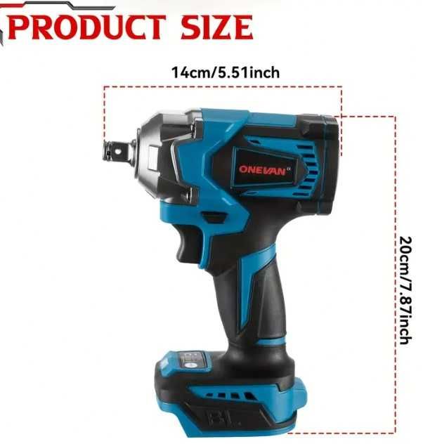 1000Nm Безчетков  ударен Гаиковерт- комплет с накраиници и две батерии