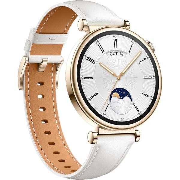 Smartwatch Huawei Watch GT 4 White Leather Strap Dama 41mm Gold nou Sigilat Garantie