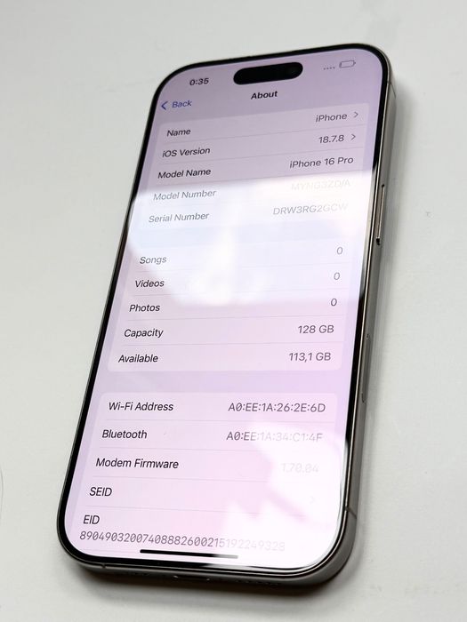 КАТО НОВ! Apple iPhone 16 Pro 128GB Natural Titanium
