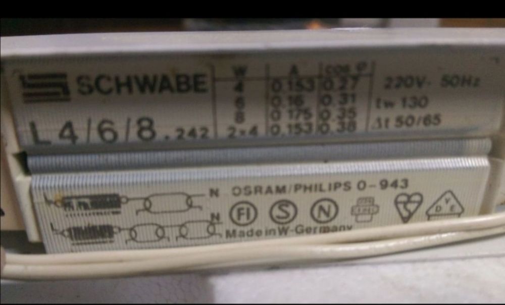 Neon Quartz Sylvania 220 V 50 Hz Classe 1 / France