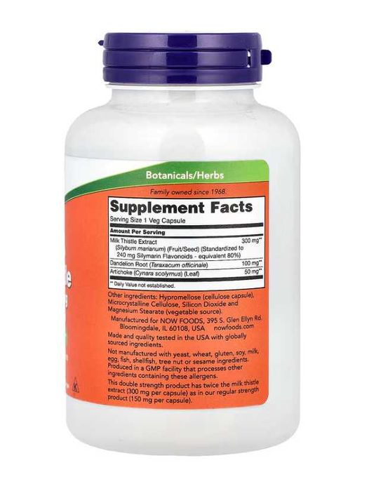 NOW Расторопша Rastaropsha 300 mg –  200 капсул