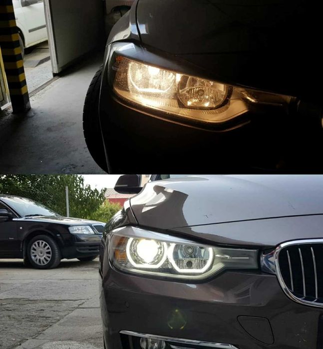 Pachet Far Retrofit BMW F30 Lupe Bixenon+Kit Led 100W+Angel Eyes LED