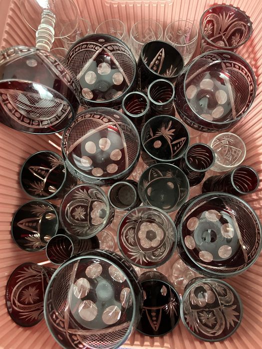 Set 30 de pahare Cristal Rubin Vintage