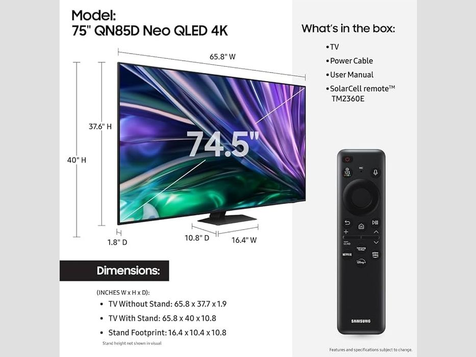 Samsung NeoQLED 75QN85D - Televizor MiniLED, 189 cm