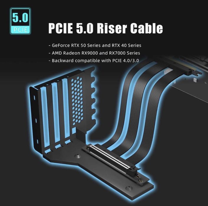 GLOTRENDS Suport Vertical GPU PCIe 5.0 x16 Riser 150mm 3 Slot RTX 5090 4090 RX 9070 Placa Video PC Gaming Resigilat Open Box