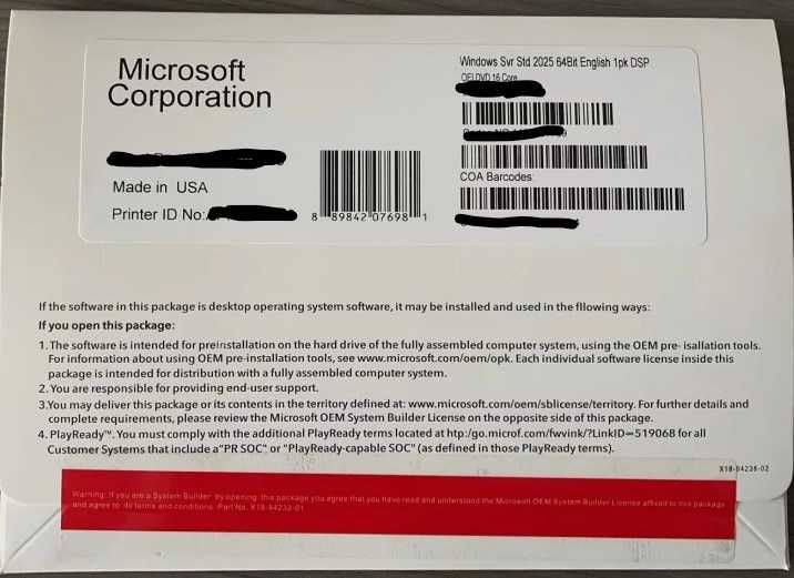 Windows Server 2025 Standard - 16 Core Лицензионный