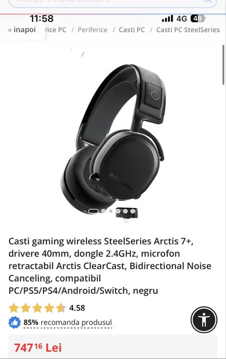 Căști Gaming Wireless SteelSeries Arctis 7+ – Ca Noi – PC / PS5 / PS4