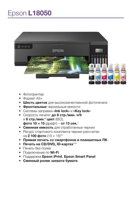 Принтер EPSON формат A3+ (L18050 L8180 L14150 L11160 L15150 M15140)