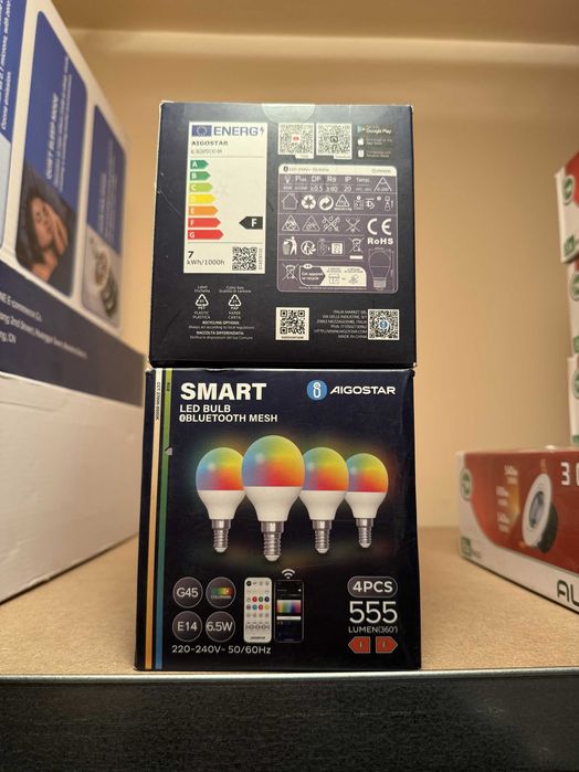 Bec Smart LED Bluetooth Mesh Aigostar G45 E14 6.5W 555lm pachet 4 buc