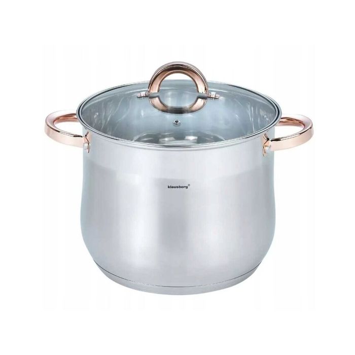Oala din inox cu capac din sticla, diametru 24 cm, capacitate 8.6