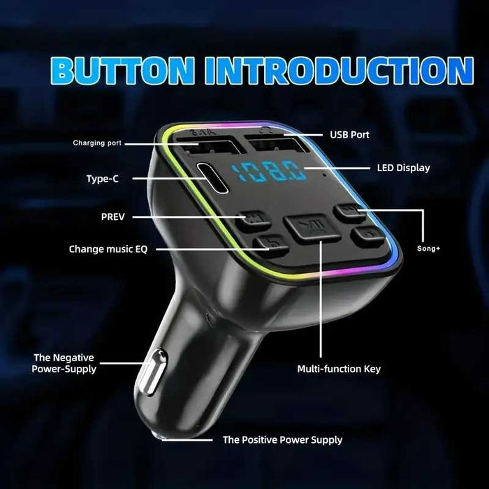 Блутут FM Трансмитер за кола G38 mp3 audio приемник автомобил на 12V