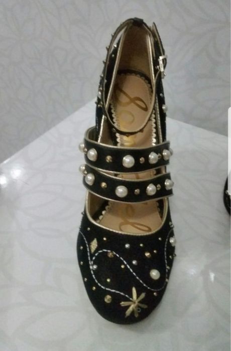Pantofi Sam Edelman 38 noi piele naturala negri cu perle superbi