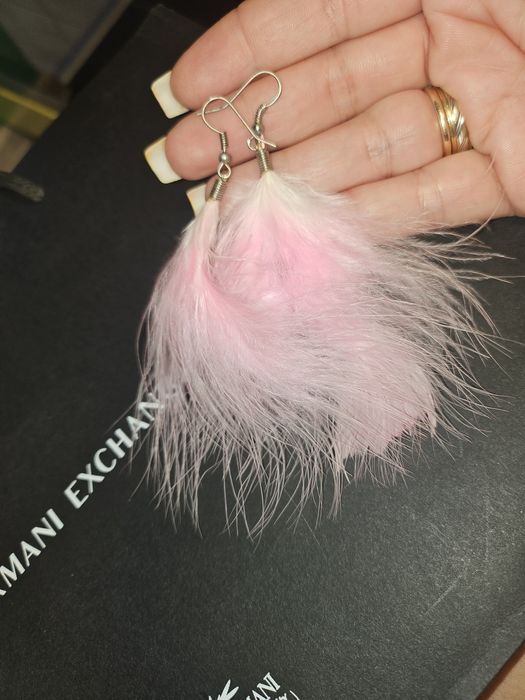 Розови пера обеци