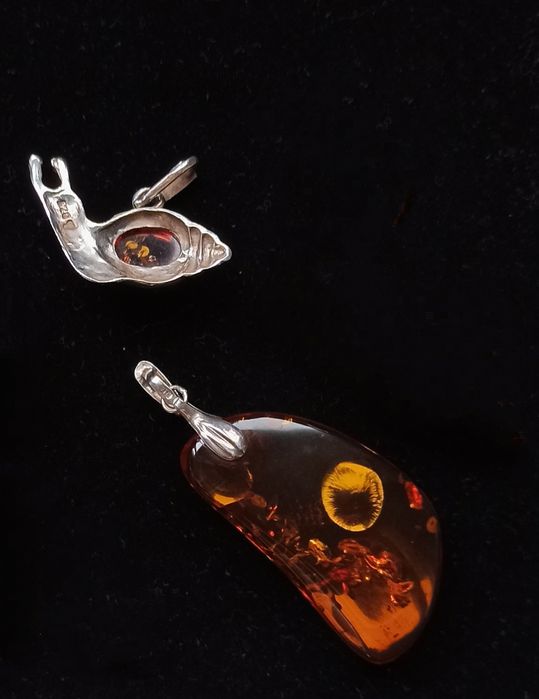 Сребърни накити 925,с Кехлибар